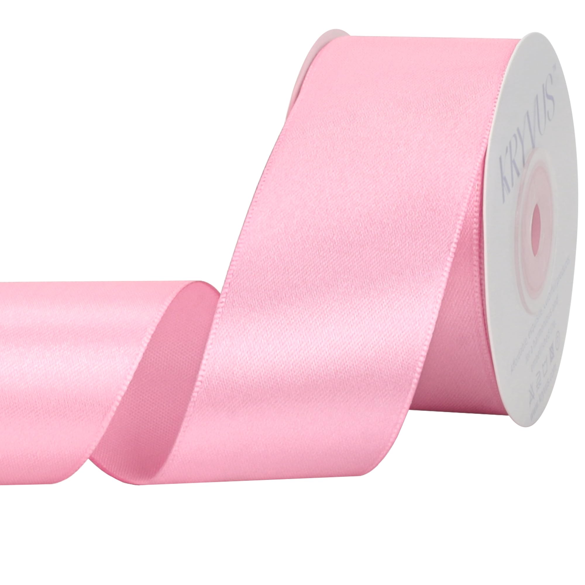 Kryvus Mother's Day Pink Satin Ribbon, 38mm x 22M Single Face Rose Pink Ribbon, Solid Color Satin Ribbon Perfect for Gift Wrapping, Crafts, Bow Making, Sewing and Wedding Decorations