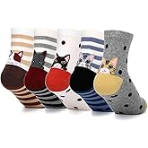 DOBIKULU Womens Grils Cute Animal Socks, Dog Cat Socks, Novelty Funny Crew Sock, Animal Gifts for Women Dog and Cat Lovers