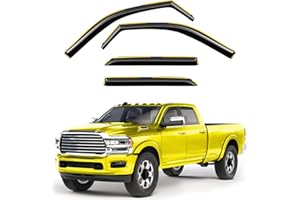 DEEJECSUN in-Channel Window Visors Rain Guards Fit for Dodge RAM 2500 3500 2019 2020 2021 2022 2023 2024 2025 Crew Cab Extra Durable Window Deflectors Vent Shades Visors Exterior Car Accessories - 4 pcs