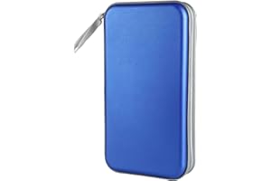 Siveit CD Case Holder, 80 Capacity CD/DVD Case Holders Wallet Hard Plastic CD DVD Disc Cases Storage Binder for Car Home Office Travel (Blue)