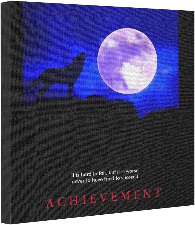 Vlacom Abstract Art Canvas Canvas Posters Blue Motivational Howling Wolf at Moon