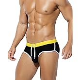 Arjen Kroos Men's Swim Briefs Sexy Bikini Contrast Color Swimsuit Swimming Briefs with Drawstring