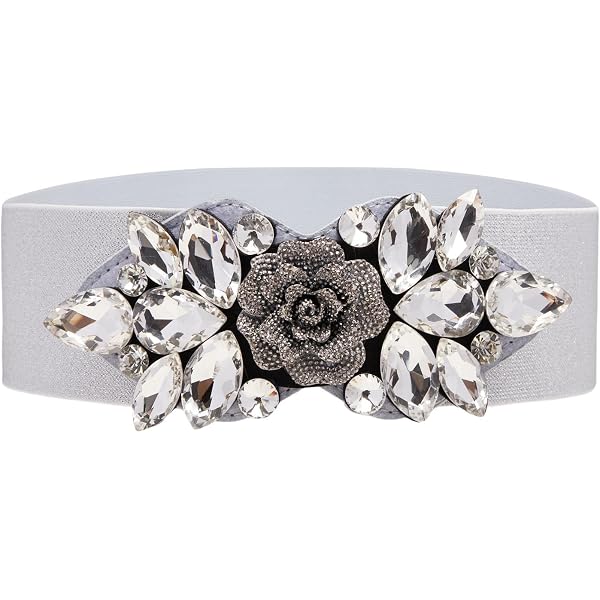 Choleeki Stretchy Rhinestone Wide Belt Elastic Crystal Thick  display picture 1