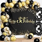 Happy 33nd Birthday Balloons Black Set Decor - Cheers to 33 Years Old Party Theme Garland Banner Backdrop Decorations For Women and Men Supplies