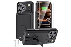 BOPPS Battery Case for iPhone 17 Pro with Stand,Ultra Slim 8500mAh Portable Rechargeable Strong Protective Extended Charger Cover for iPhone 17 Pro Charging Case-6.3inch Black