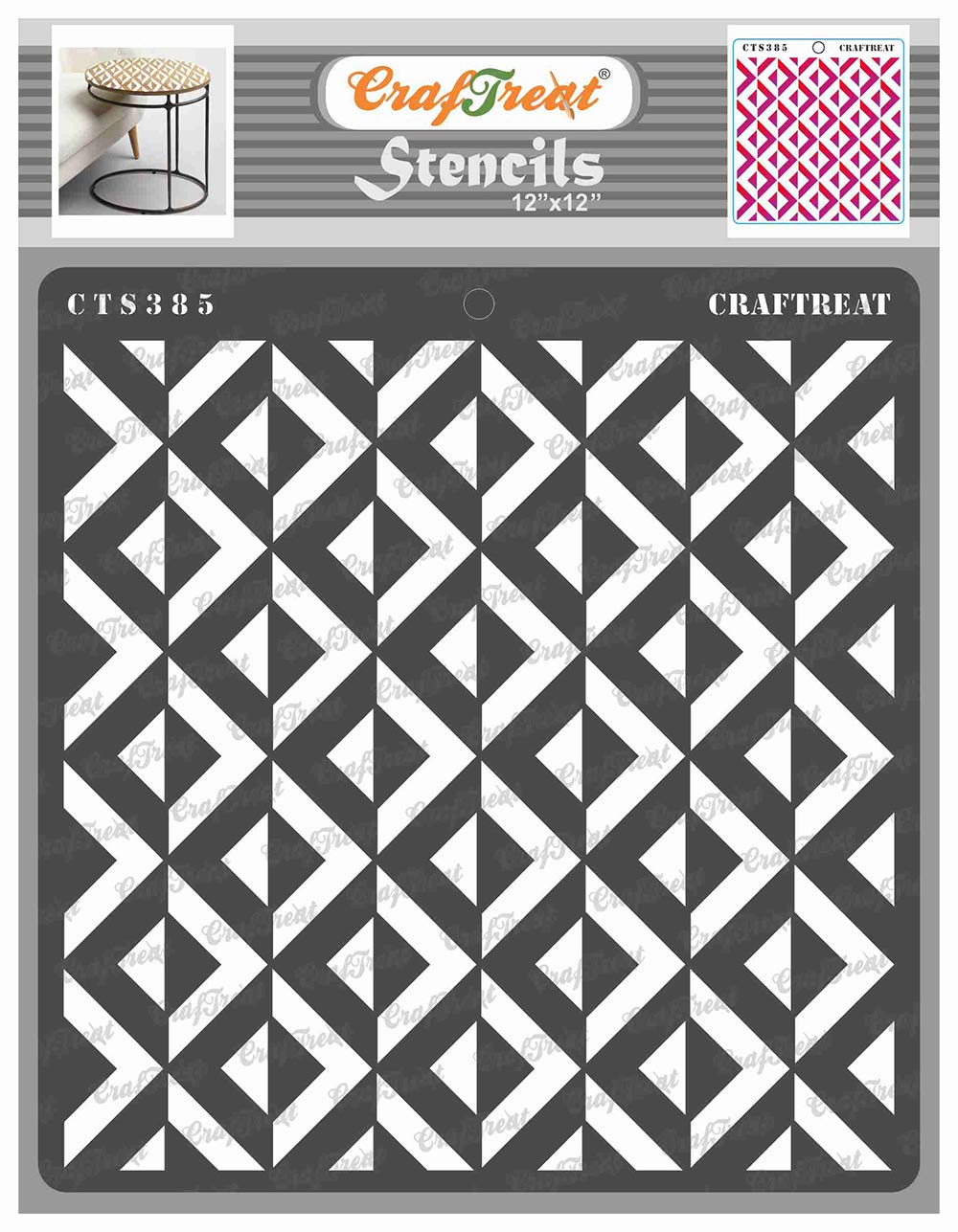 CrafTreat Reusable Diamond Wall Stencils - 12x12 Inch - DIY Art & Craft Stencils - Modern, Geometric