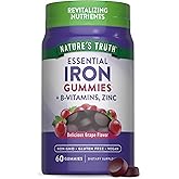 Nature's Truth Iron Gummies | 60 Count | Vegan, Non-GMO & Gluten Free Supplement | with Zinc & B Vitamins | Grape Flavor