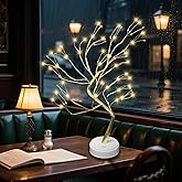 vicktree 108 LED Tabletop Bonsai Tree Light with Remote, 8 Modes 20’’ Warm White Artificial Fairy Light Tree, Battery/USB Operated Twinkling Tree Lamp for Christmas Wedding Home Decoration