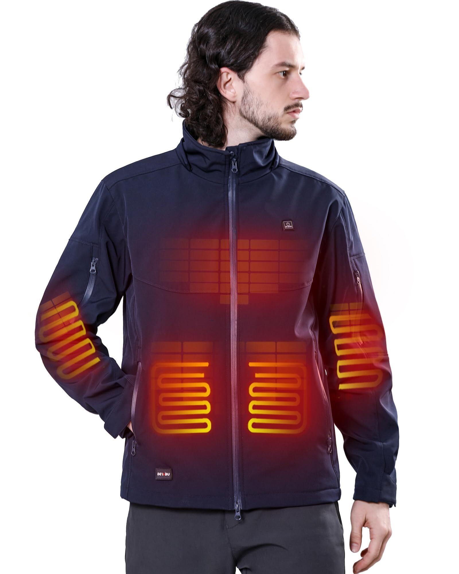 DEWBU Soft Shell Heated Jacket for Men with 12V