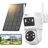 Tutoview 4K Solar Security Cameras Wireless Outdoor Battery Powered, 5GHz & 2.4GHz Dual Lens Bullet & 360°PTZ Linkage Outdoor Security Camera with Solar Panel (White)