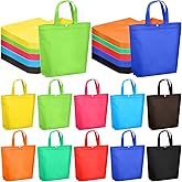 Paterr 100 Pcs Reusable Grocery Bags Bulk Shopping Tote with Handle Non Woven Portable Foldable Tote Bag Gift with Button