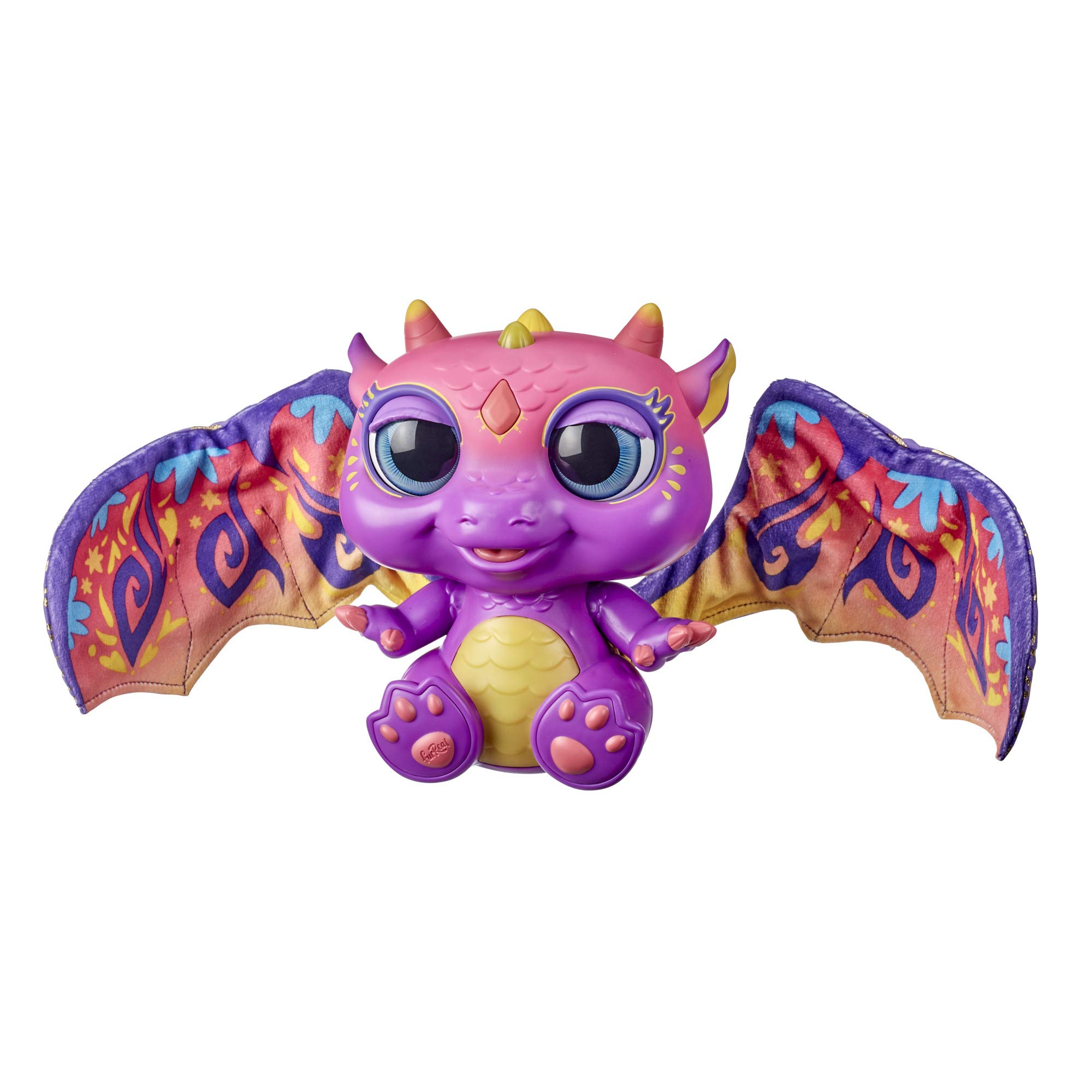 FurReal Hasbro Moodwings Baby Dragon Interactive Toy Animal, 50+ Sounds and Reactions, from 4 Years, F0633, Cranberry