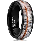 King Will 8mm Black Domed Tungsten Rings, Men's Wedding Rings Inlay Polished Ring for Men Women, Comfort Fit, Durable