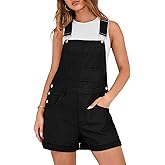 Lepunuo Rompers for Women Denim Overalls Summer Adjustable Casual Loose Fit Bib Jeans Short Jumpsuits Outfits