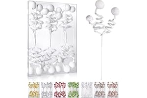 ZHANYIGY 6PC Set White Christmas Tree Decoration Sequins Ball Curly Pick, Christmas Tree Decorations Christmas Tree Topper Star Home Office Perfect Party Decorations Gifts