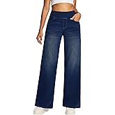 Heathyoga Wide Leg Jeans Woman High Waist Pull On Baggy Jeans for Women Stretchy Jean Pants Straight Leg Denim Pants