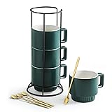 Miamolo Cappuccino Cups Set of 4, Stackable Coffee