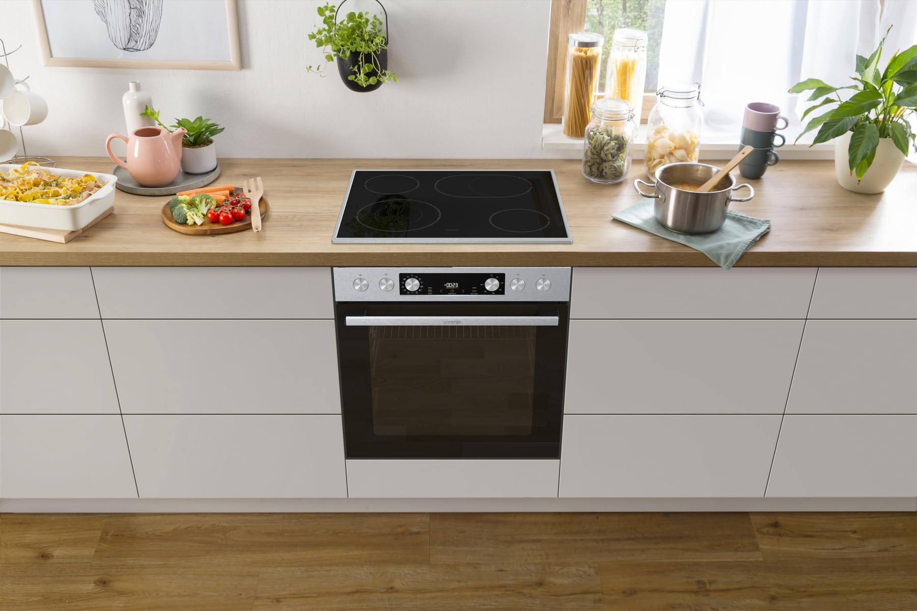 Gorenje Einbauherd-Set Heißluft Inox Set 4 mit Glaskeramik-Kochfeld / 77L / ExtraSteam / GentleClose & Open / EcoClean / AirFry / PizzaMode / PerfectGrill / Teleskopauszüge / Inox-Look 8