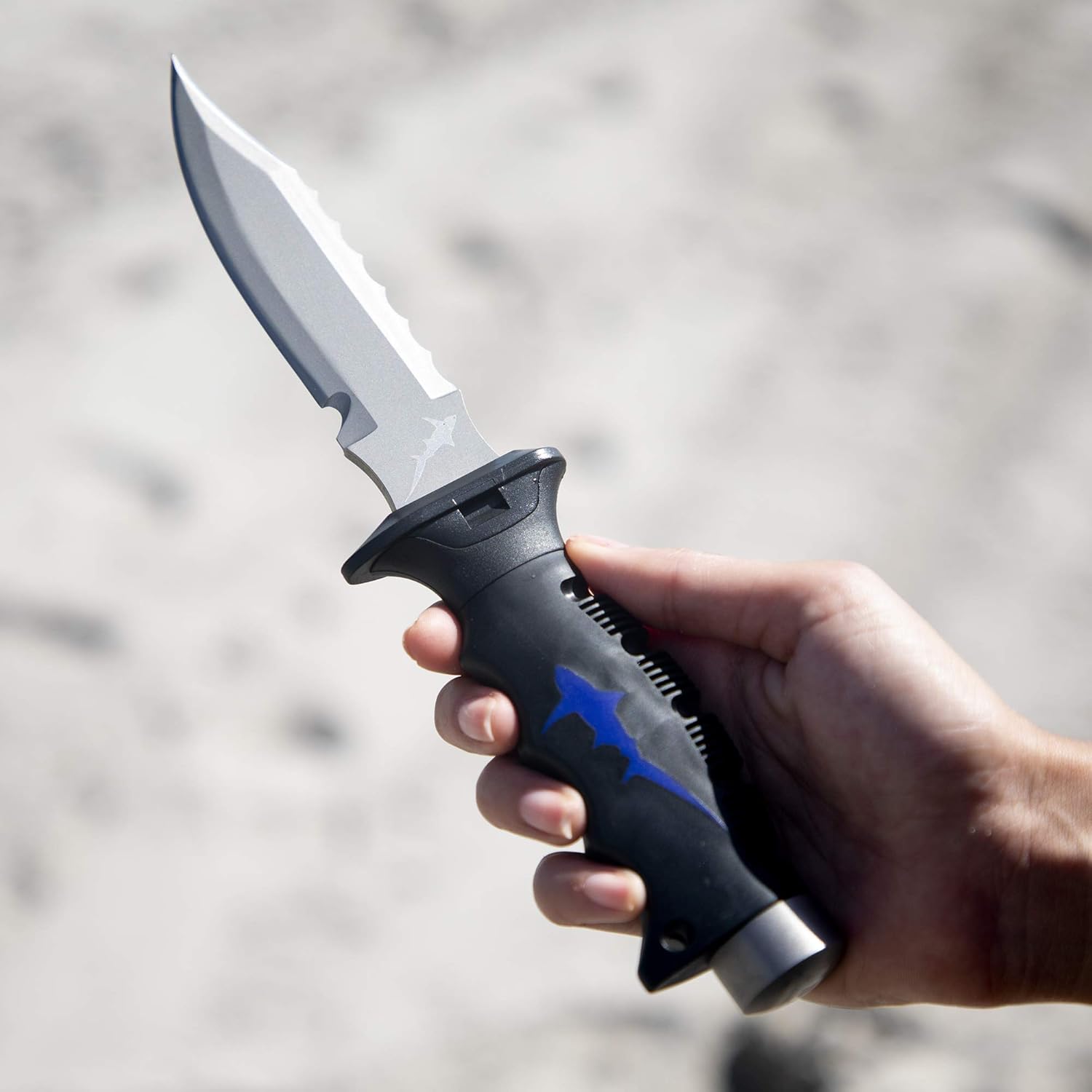 5” Titanium Dive Knife with Leg Strap and Sheath - Premium Diving Knives with Serrated Edges - Lightweight Scuba and Snorkeling Gear - Underwater Equipment and Accessories (Yellow Sharp Tip) : Sports & Outdoors