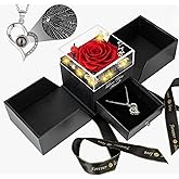 Covilim Preserved Rose with Necklace -Eternal Rose - Unique Gift for Mom Wife Girlfriend Grandma on Birthday