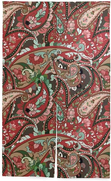 Amazon のれん 手作り 布 65x90cm 綺麗な カラフル ペイズリー 和風 暖簾 目隠し間仕切りロング 四季兼用 目隠し 遮光の玄関 英語 暖簾 は のれん 80 90 のれん街 饅頭 のれん オンライン通販
