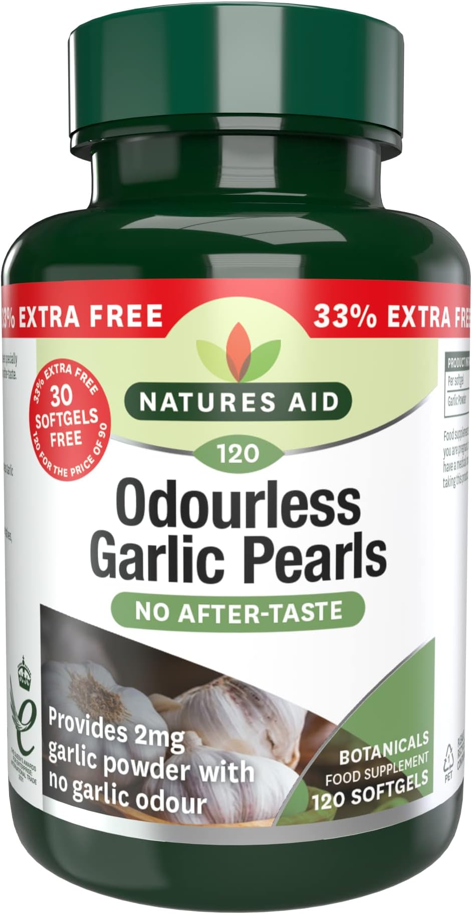 Natures Aid Odourless Garlic Pearls 120 Softgel Capsules - Heart Health