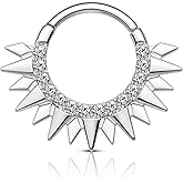 Cocharm 16g Cute Septum Rings - Silver & Gold Half Sun Septum Jewelry for Women & Men - Dainty 8mm & 10mm Daith Earrings - Surgical Steel Daith Piercing Jewelry