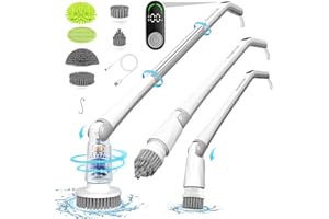 ZUAIAI Electric Spin Scrubber Cordless Scrubber: Tub and Tile Scrubber with 6 Replaceable Brush Heads, Shower Cleaning Brush with LED Display & 2 Speeds Adjustment for Bathroom & Kitchen