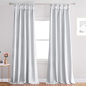 StangH Luxurious Home Decor Tab Top Faux Silk Curtain Drapes Light Reducing Privacy Window Treatment for Office / Studio / Living Room, Silver Grey, W52 x L96, 2 Panels