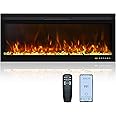 Oxhark Flame Smart 42 Inch Wall Mounted and Recessed Electric Fireplace Inserts, App & Remote & Touch Screen Control, 13X13 Flame & Fuel Bed Color Combinations, 750W/1500W, Black