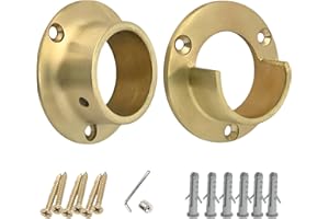 Stylentdecor Heavy Duty Solid Brass Closet Pole Socket Set 1-1/4" (Brushed Brass)