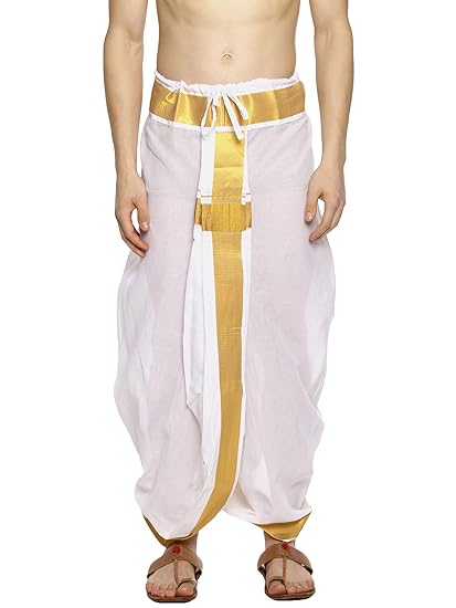 Men's Cotton Stitched Dhoti Pant (White, Free Size)