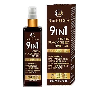 Newish Onion Black Seed Hair Oil for Hair Growth for Women & Men Dandruff & Hair fall Control 200 ml