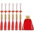 6 Pieces Chinese Lucky Coins Feng Shui Coins Knot Emperor Lucky Coins I-Ching Fortune Coin and Storage Bag for Good Luck and Healthy