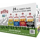 Boulder Canyon Kettle Style Variety Pack, Olive Oil, 1.5 oz Bags (24 Count) | Includes Olive Oil Classic Sea Salt, Hickory BBQ, and Sea Salt &amp; Cracked Pepper flavors; Non-GMO, gluten-free
