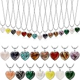 Geelin 15 Types Heart Shape Crystal Necklace Heart Crystal Charms Pendants Women Love Necklace for Christmas Valentine's Gift, Wife Girlfriend Gift Birthday Party Favor