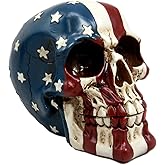 Ebros Patriotic US American Flag Star Spangled Banner Skull Decorative Figurine 5.5