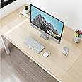 NATRKE Clear Desk Mat Pad, Large Transparent Computer Desk Mat Plastic Desktop Protector, PVC Writing Pad Round Edge, Waterproof Wipeable Non-Slip Table Protector for Home Office, Frosted 31.5"x15.7"