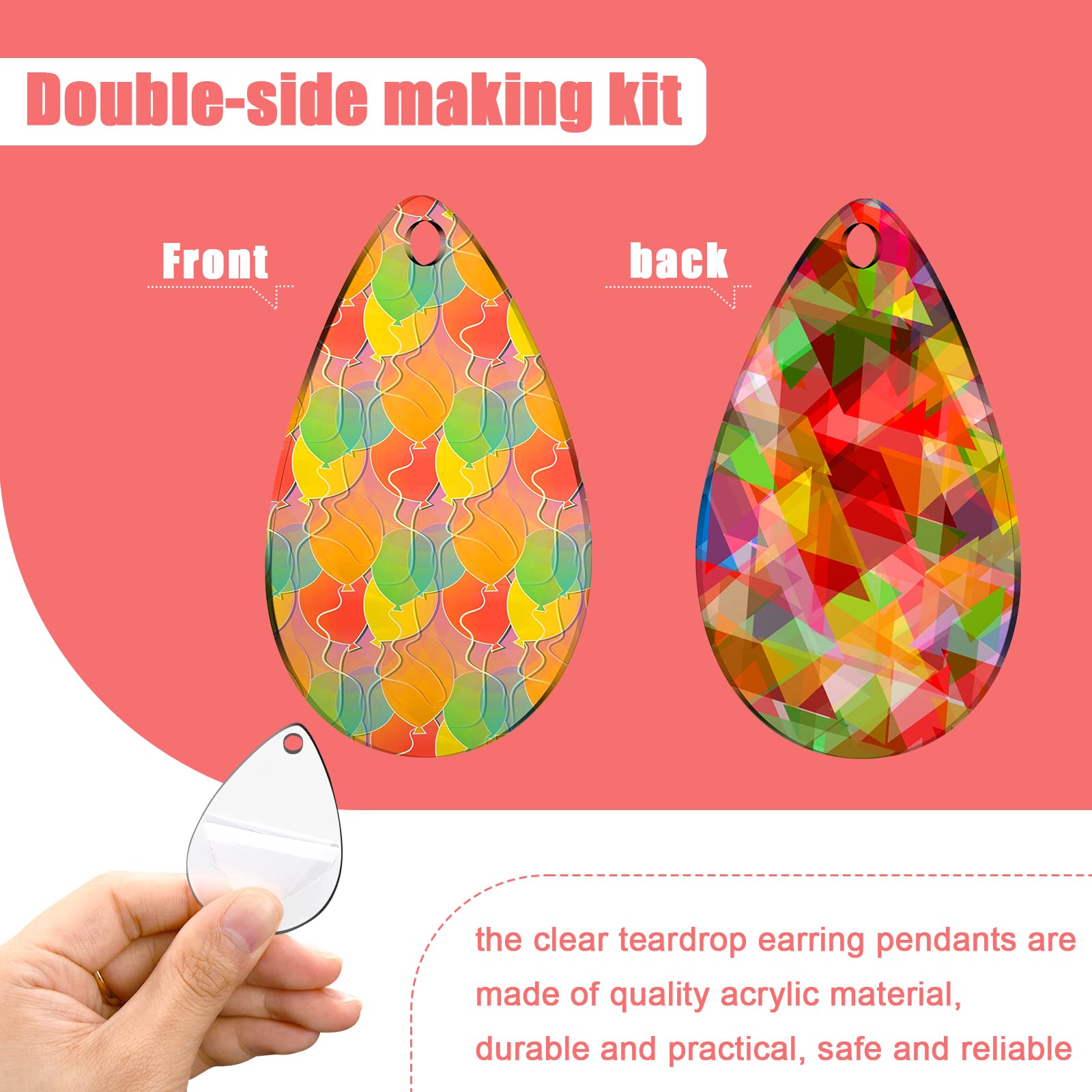 Hicarer 168 Pieces Acrylic Earring Blanks DIY Earrings Making Kit Includes Acrylic Transparent Teardrop Earring Pendants Clear Blanks Hooks and Open Jump Rings for Earrings DIY