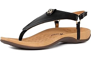 Athlefit Women's Comfortable Orthopedic Sandals Thong Dressy T-Strap Orthotic Casual Summer Arch Support Sandals