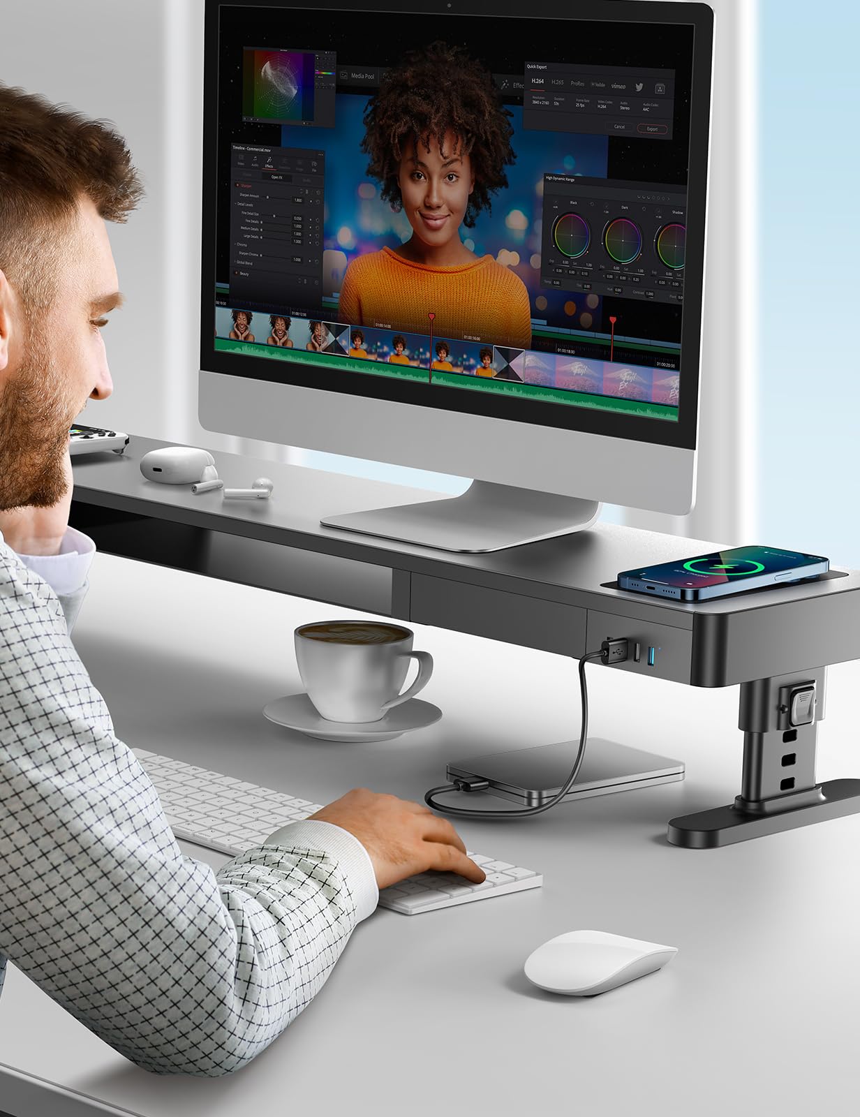 Mua meatanty Dual Monitor Stand with 4 Adjustable Heights, Auto Phone ...