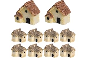 Angoily Fairy House, 12 Pcs Resin Miniature Houses for Crafts Mini Cottage Miniature Garden Stone Tiny Home Ornaments - Micro Landscape Decoration