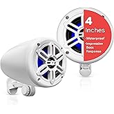 Pyle 4" Waterproof Off-Road Marine Speakers - 2-Way Full Range Stereo System with 360° Rotatable Bracket, Rugged Weatherproof Design, Ideal for ATVs, UTVs, Jeeps, Boats, and Wakeboards, White Colored