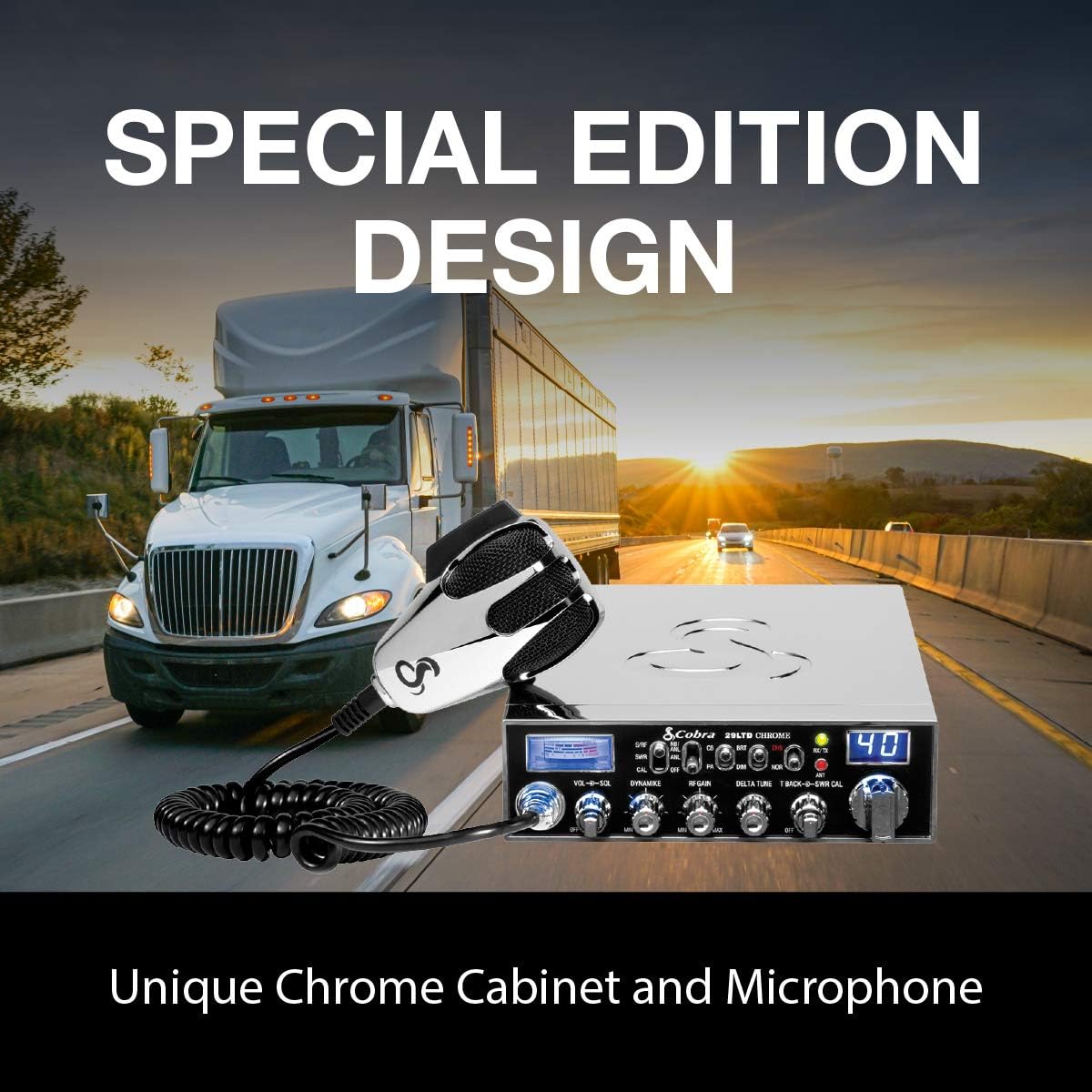 Cobra 29LTDCHR Professional CB Radio – Emergency Radio, Travel Essentials, Chrome, Talk Back, Instant Channel 9, 40 Channels, SWR Calibration: Car Electronics