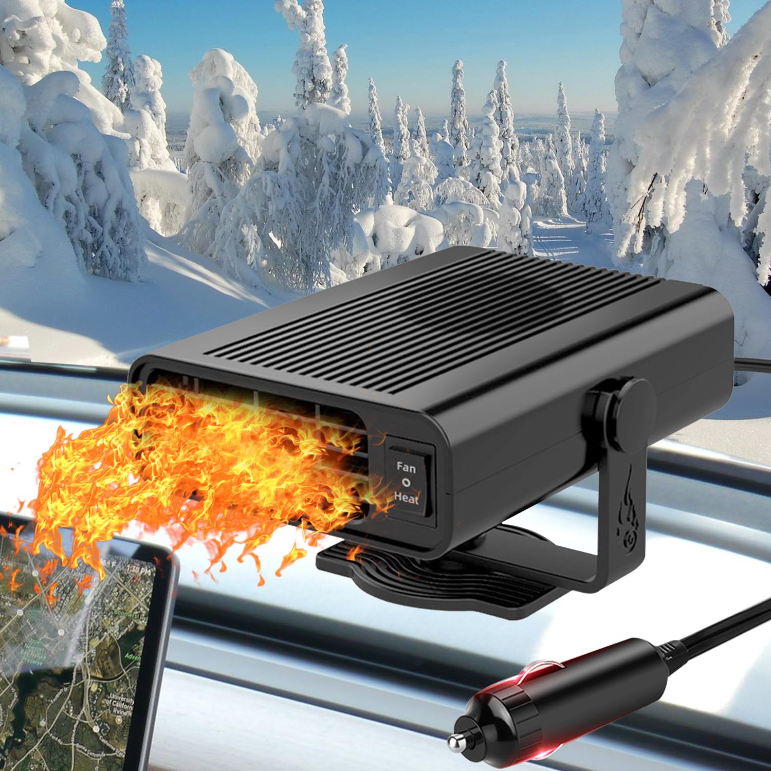 Photo 1 of 2026 Newest Portable Car Heaters, 12V 200W Vehicle Heating & Cooling Fan Rapid Windscreen Defogger & Window Defroster Car Heater That Plugs Into Cigarette Lighter with 360° Rotatable Function