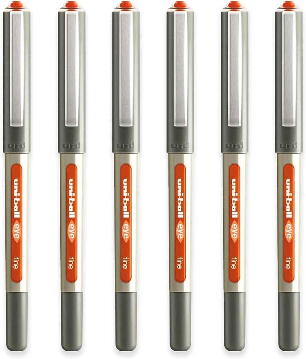 uni-ball EYE UB-157 Rollerball Pens 0.7mm Pack of 6 Orange Gift Box