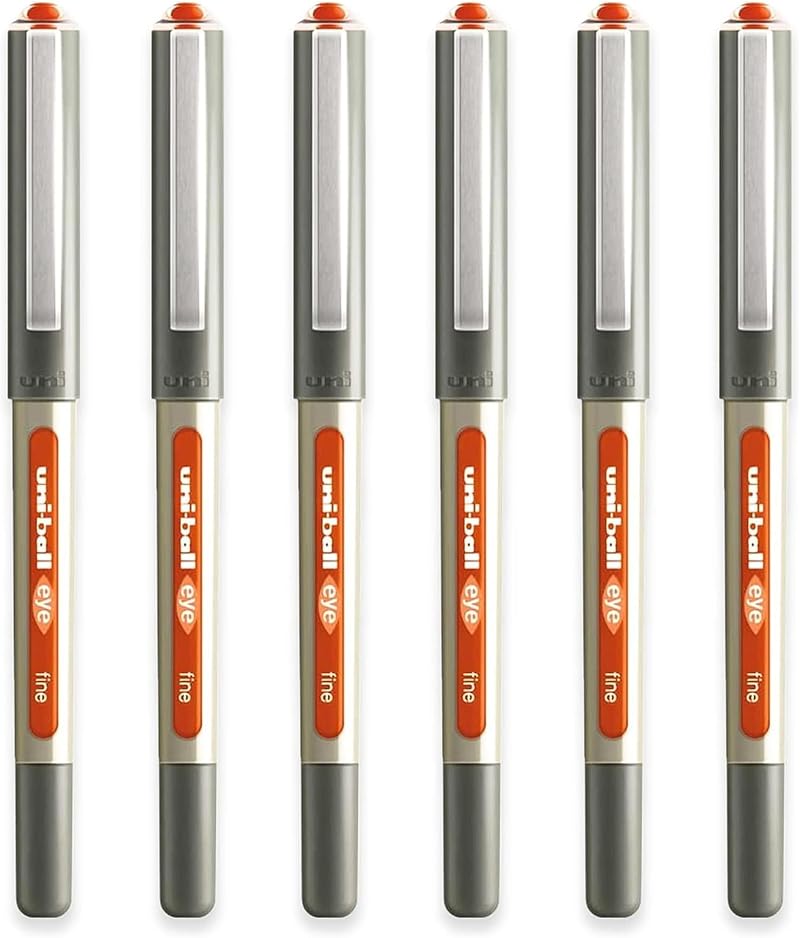 uni-ball EYE UB-157 Rollerball Pens 0.7mm Pack of 6 Orange Gift Box