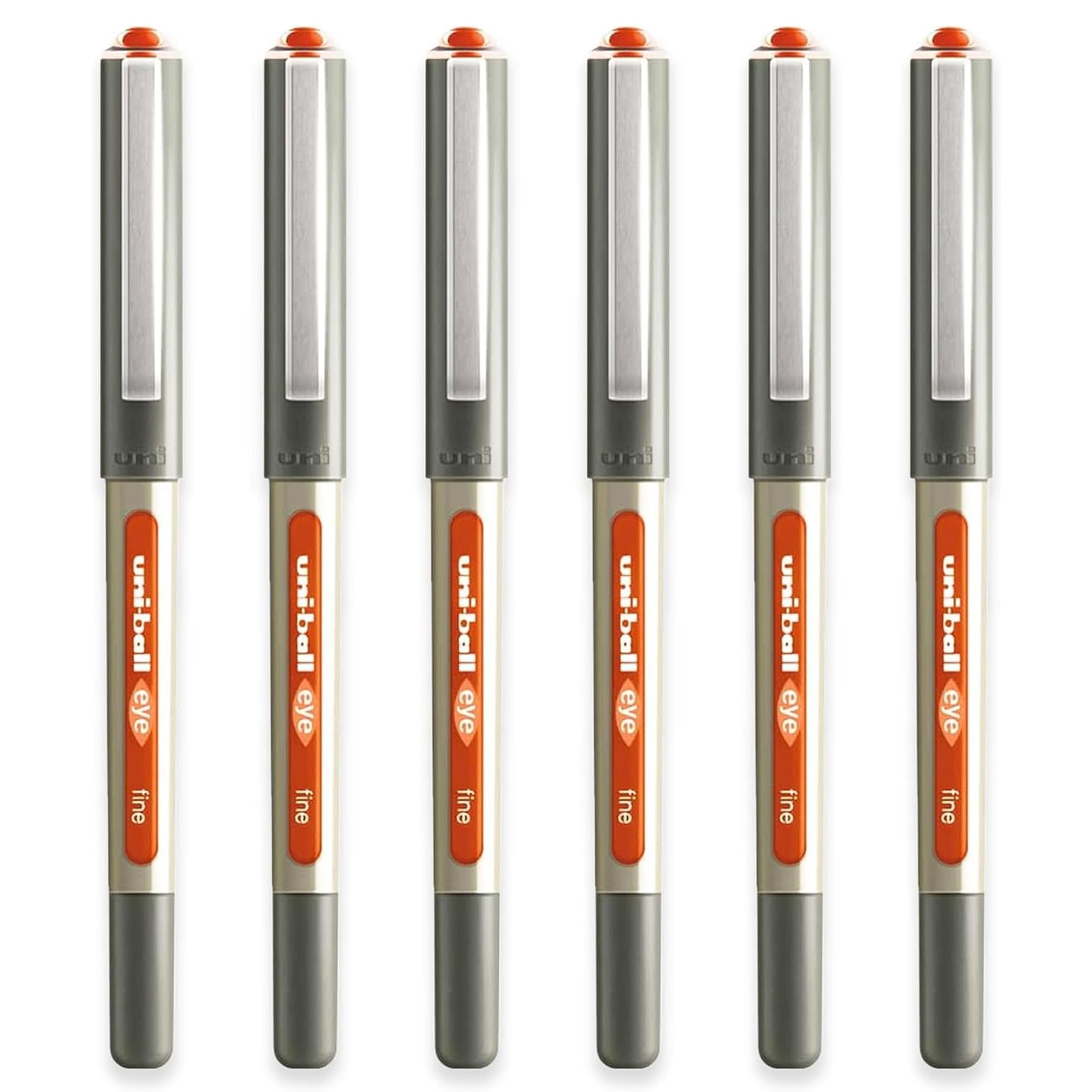 uni-ball EYE - UB-157 Rollerball Pens - 0.7mm Nib - In Gift Box Packaging (Pack of 6, Orange)