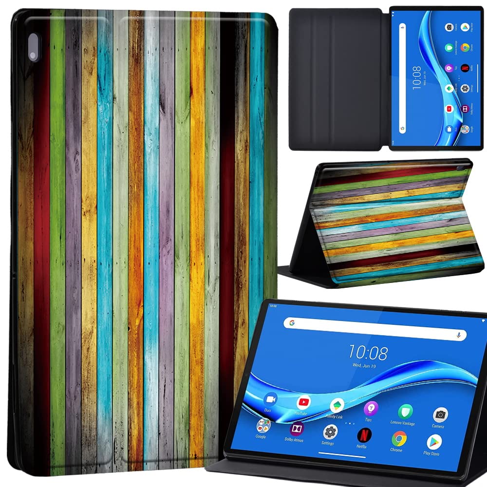 Case For Lenovo Tab M10 FHD Plus 10.3 inch (TB-X606X TB-X606F) Leather Case with Auto Wake-up, Flip Case for Lenovo Tab M10 FHD Plus Cover (multi color wood board)