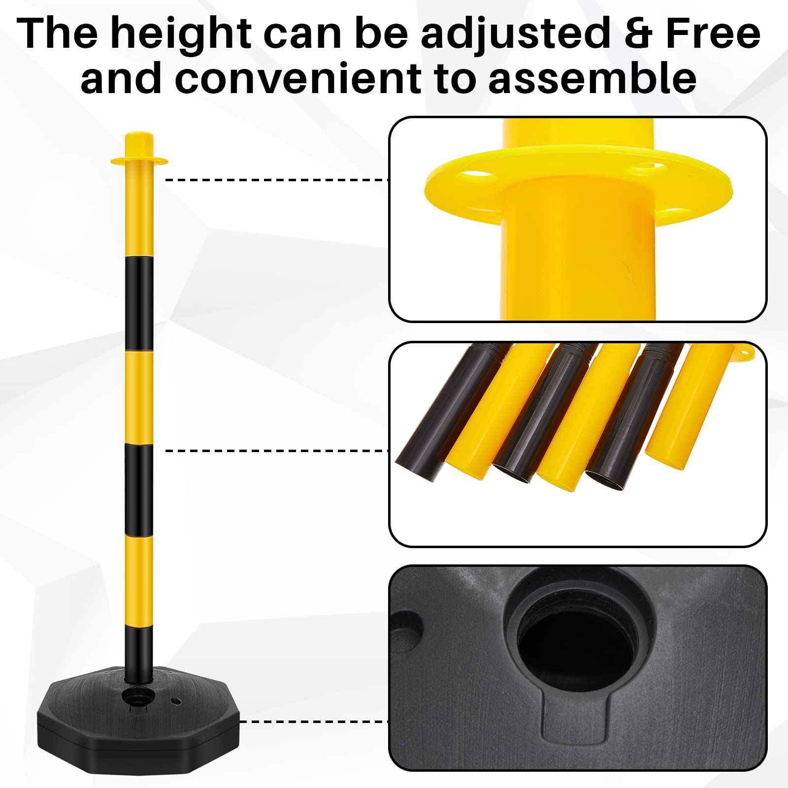 Traffic Delineator Post Cone, Plastic Stanchion Post Set Crowd Control Stands Barrier With 6 6 Ft Link Chain And S Hooks For Parking Lot Construction Caution Roads Yellow Black 2 Sets
